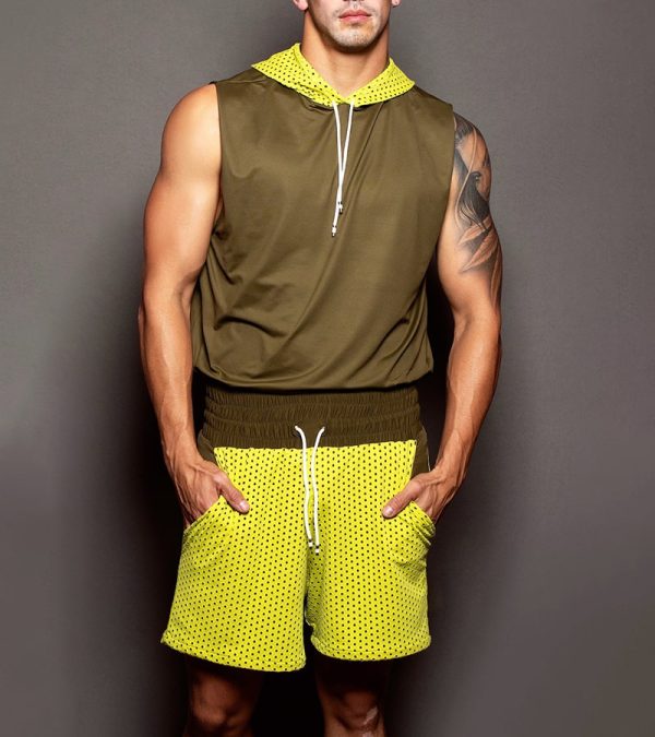 Conjunto Deportivo de Licra Dupont con Malla Verde Neón